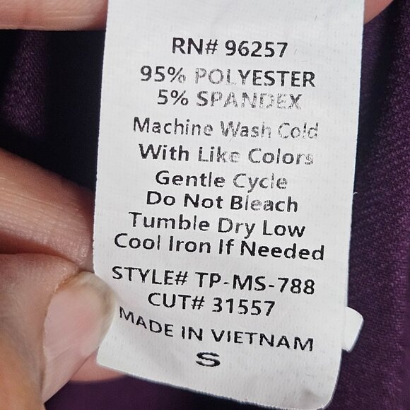 Perseption Conception Purple Ruched 3/4 Sleeve Womens Top With Button Accents S - Picture 10 of 12